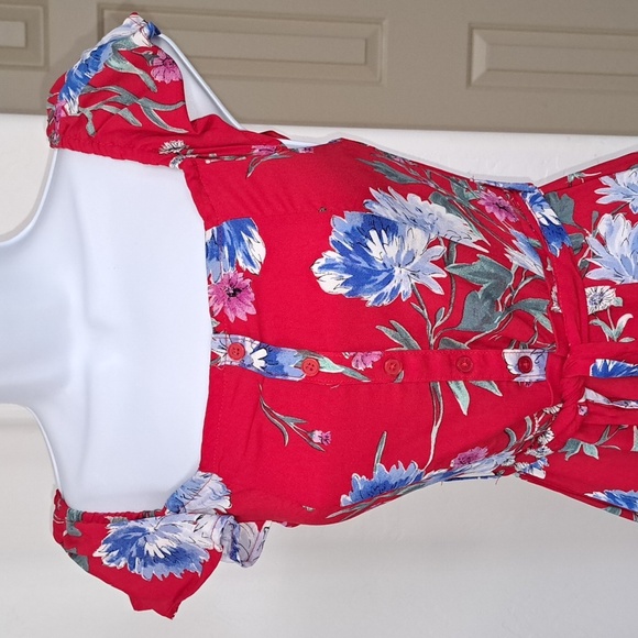 Band of Gypsies Red Wrap Tie Front Maxi Dress Floral Print Size Small - Picture 5 of 8